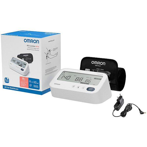 Фото Автоматический тонометр с плечевой манжетой OMRON M3 Comfort AFib + адаптер HEM-7196-FLE (Япония)