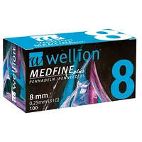 Універсальні голки Wellion MEDFINE plus для інсулінових шприц-ручок 8мм 31G x 0,25 мм (Австрія)