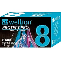 Иглы для инсулиновых шприц-ручек Wellion Protect Pro 8 mm, 10шт в упак. (Австрия)
