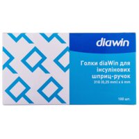 Голки для інсулінових шприц-ручок Diawin 31G (0,25 х 6 мм), 100 шт