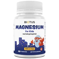 Магній для дітей, Magnesium For Kids, Biotus, 250 мг, 60 таблеток (Україна)
