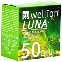 Тест-полоски для тестирования уровня глюкозы в крови Wellion Luna, 50 штук