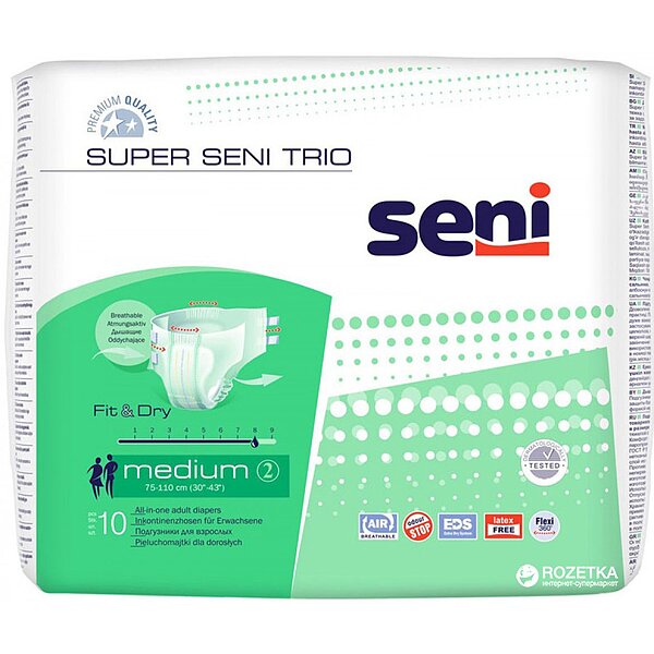 Підгузки Super Seni Trio Air Medium арт. 707, нічні / при підвищеному діурезі (10 шт.)