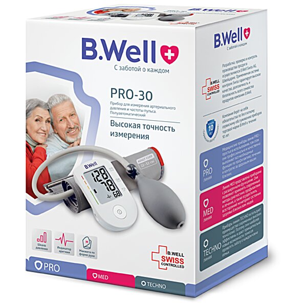Купити Напівавтоматичний тонометр B.Well PRO-30 з манжетою 22&ndash;42 см (Швейцарія)