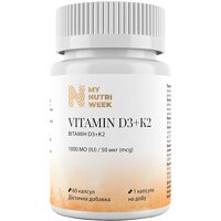 Витамины D3+K2 My Nutri Week 1000 МЕ, 60 капсул (Украина)
