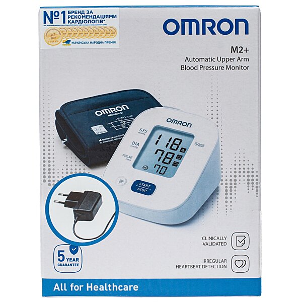 Автоматичний тонометр Omron М2 Plus з віялоподібною манжетою 22-42 см та адаптером мережі (HEM-7146-Е) (Японія)