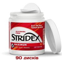 Диски, що очищають, Stridex проти акне без спирту, 90 шт.