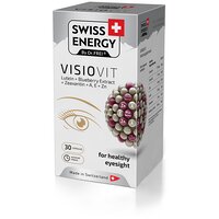 Зору підтримка та здоров'я очей, VISIOVIT Lutein+Blueberry+Extract+Zeaxanthin+AE+Zn, Swiss Energy, вітаміни, мінерали та каротиноїди, 30 капсул S125-SWE-32425