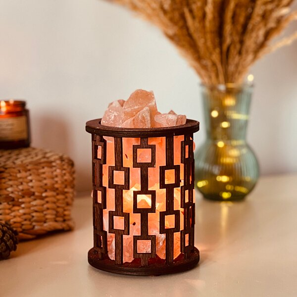 Соляной светильник Saltlamp Корзина "Квадраты" 1,7 кг