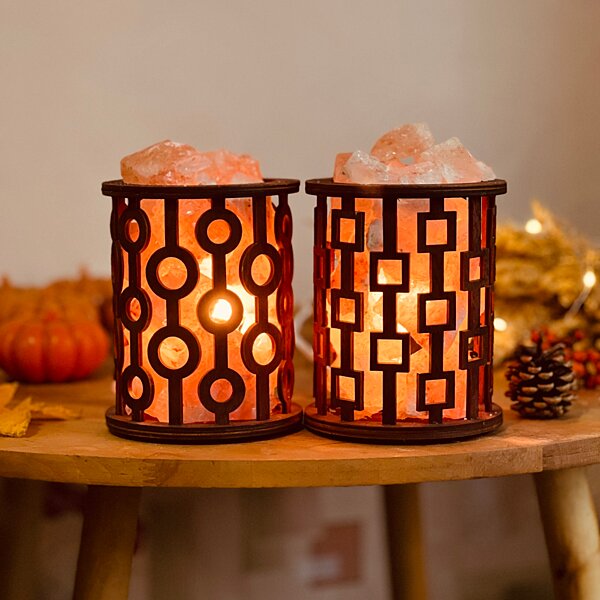 Купить Соляной светильник Saltlamp Корзина "Квадраты" 1,7 кг