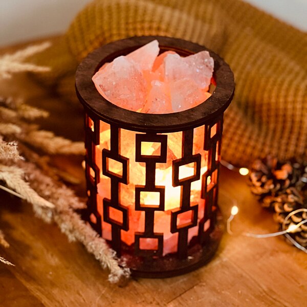 Соляной светильник Saltlamp Корзина "Квадраты" 1,7 кг