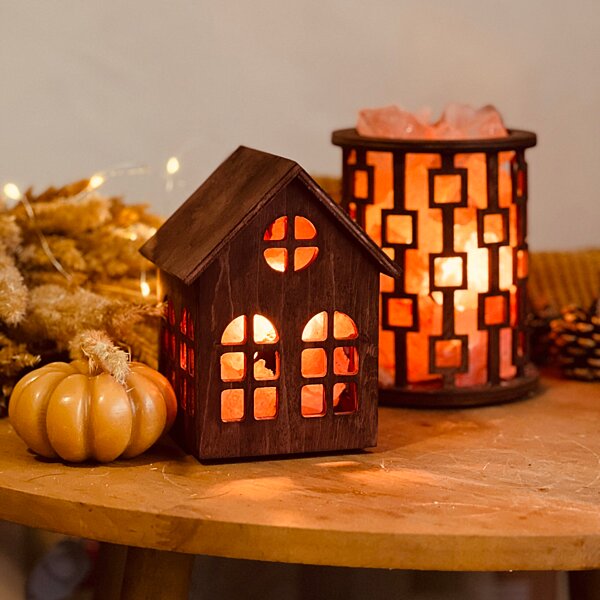 Соляной светильник Saltlamp Корзина "Квадраты" 1,7 кг