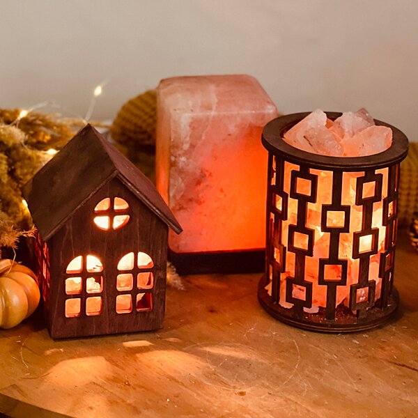 Соляной светильник Saltlamp Корзина "Квадраты" 1,7 кг