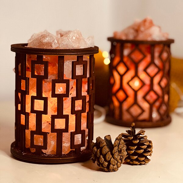 Соляной светильник Saltlamp Корзина "Квадраты" 1,7 кг