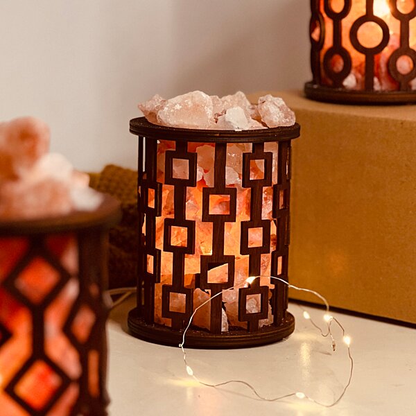 Соляной светильник Saltlamp Корзина "Квадраты" 1,7 кг