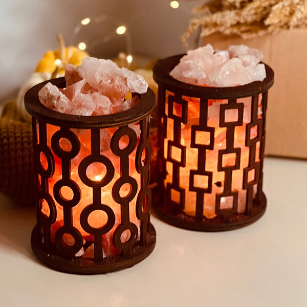 Соляной светильник Saltlamp Корзина "Квадраты" 1,7 кг
