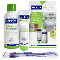 VITIS ORTHODONTIC НАБІР: зубна паста 100 мл + ополіску 500 мл + щітка V.ORTHODONTIC в подарунок DENTAID (Іспанія)
