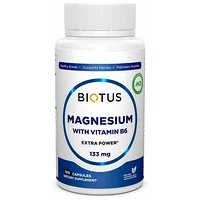 Магній з вітаміном В6, Magnesium with Vitamin B6, Biotus, 133 мг, 100 капсул (Україна)