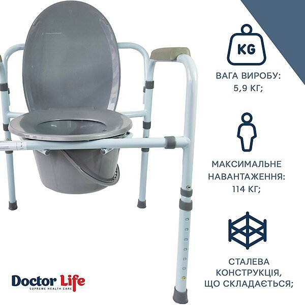 Характеристики Стілець туалетний зі спинкою Doctor Life 10595 (Україна) 