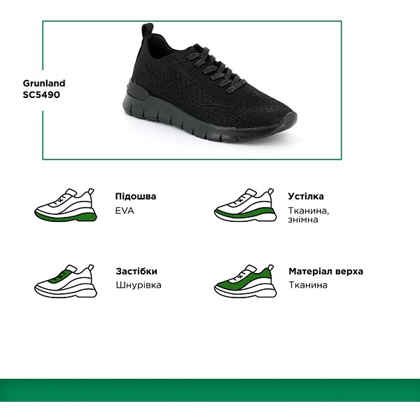 Кроссовки ортопедические женские Grunland F6 Sace Nero SC5490 (Италия)