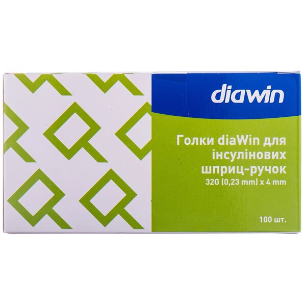 Иглы DiaWin для инсулиновых шприц-ручек 32G (0,23 мм х 4 мм), 100 шт