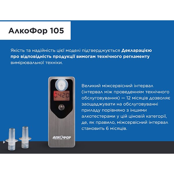Алкотестер АлкоФор 105 з повіркою (Украина)