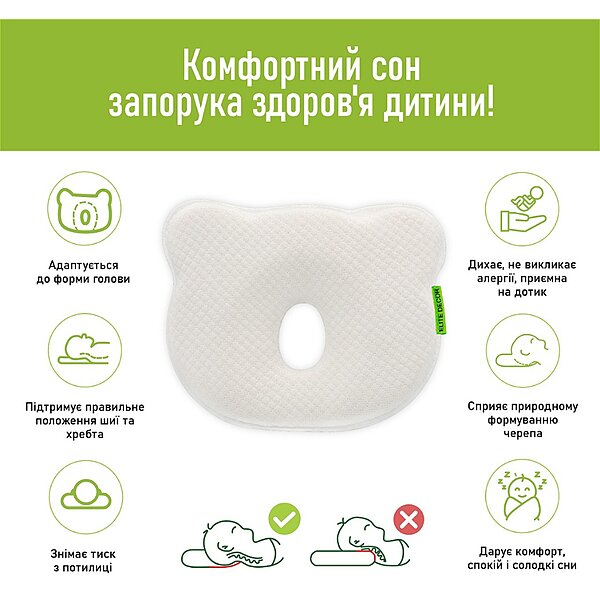 Ортопедическая подушка для младенцев Elite Decor Comfort Night PMF011 (Украина)