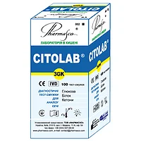 Діагностичні тест-смужки CITOLAB 3GK для аналізу сечі (глюкоза, кетони, білок) 100 шт (Україна)