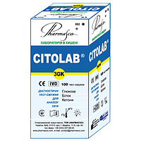 Діагностичні тест-смужки CITOLAB 3GK для аналізу сечі (глюкоза, кетони, білок) 100 шт (Україна)