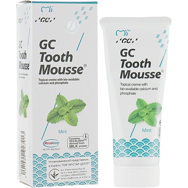 Тус Мус Mint (GC Tooth Mousse) гель для ремінералізації та зміцнення зубів, 1 тюбик 35 мл (Японія)