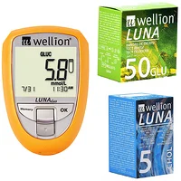 Акційний набір Глюкометр Wellion Luna Duo + тест - смужки №50 шт . ( глюкоза) + тест - смужки №5 ( холестерин )