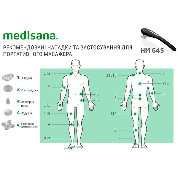 Характеристики Масажер вібраційний ручний Medisana HM 645 (Німеччина)