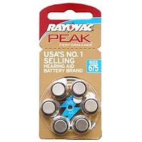 Батарейки Rayovac Peak для слухових апаратів тип 675 ( 6 шт . )