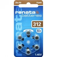 Батарейки для слухового апарату, Renata ZA312 DP6 (6 шт в блістері)