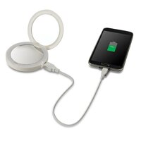 Компактное зеркало Pretty&Powerful с функцией Powerbank. Обычное и 2-кратное увеличение, LED-подсветка, USB-кабель для зарядки зеркала, USB-зарядка для смартфона Homedics №2