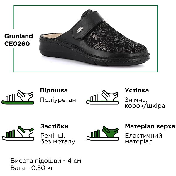 Жіночі анатомічні шльопанці Grunland Dami Nero CE0260 (Італія)