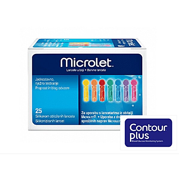 Ланцети з силіконовим покриттям Microlet (Contour Plus) №25 (Швейцарія)