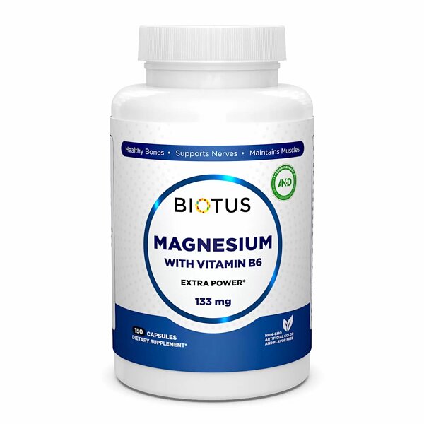Магній і вітамін В6 Biotus Magnesium with Vitamin B6 Extra Power капсули, 150 шт.