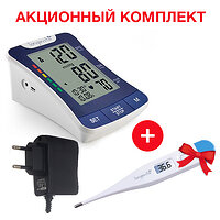 Акційний комплект! Тонометр автоматичний BP-1305 з адаптером + термометр МТ 101 Longevita