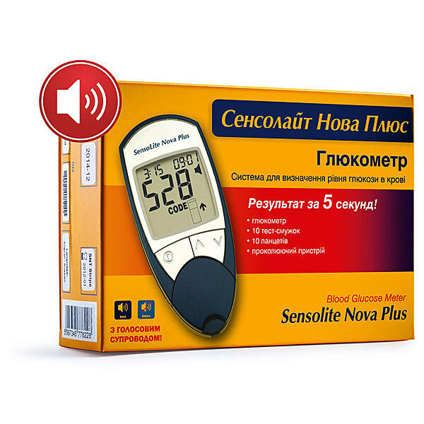 Характеристики Глюкометр SensoLite Nova Plus ( з голосовим супроводом )