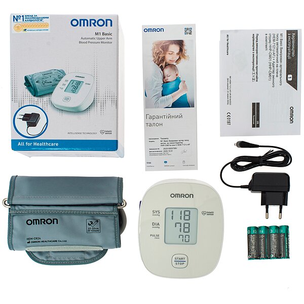 Автоматичний тонометр Omron M1 Basic з адаптером та манжетою 22-32 см (HEM-7121J-AF) (Японія)