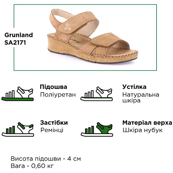 Жіночі анатомічні босоніжки Grunland Palo Taupe SA2171 (Італія)