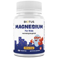 Магній для дітей, Magnesium For Kids, Biotus, 250 мг, 60 таблеток (Україна)