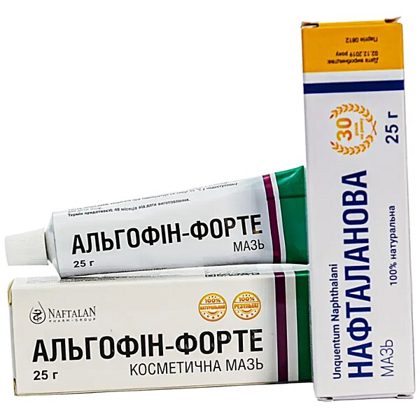 Альгофін-форте при поверхневих пошкодженнях шкіри Naftalan (Україна)