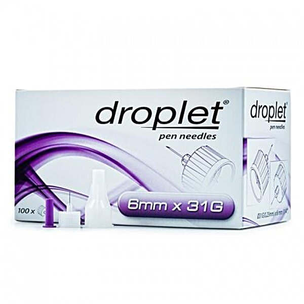 Голки для інсулінових шприц - ручок Droplet 6 мм x 31G , 100 шт.