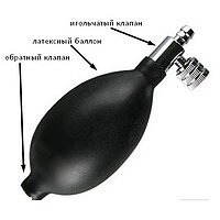 Груша гумова IMComponens з впускним металевим клапаном, металевою кулькою, спускний металевий голчастий клапан №2