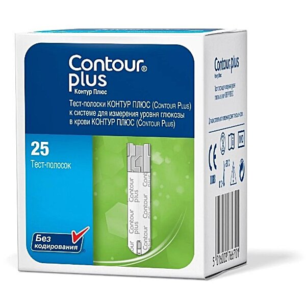 Тест-полоски CONTOUR&reg; PLUS, 25 шт. (Швейцария)