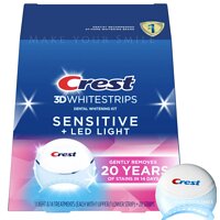 Відбілюючі смужки для чутливих зубів Crest 3D Whitestrips Sensitive + LED Light Whitening Kit 14 пар