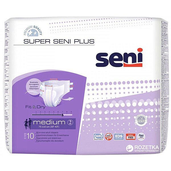 Підгузки Super Seni Plus Air Medium арт. 233 , денні / нічні ( 10 шт.)