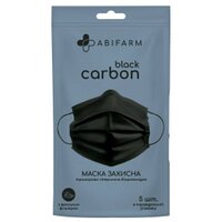 Защитная маска Abifarm BLACK CARBON с угольным фильтром, 3-слой стер биоразлагаемая (5 шт)